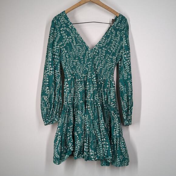 Rixo Sasha Floral Mini Dress Green Cotton Eyelet Broderie Anglaise Small Preown - Picture 6 of 13